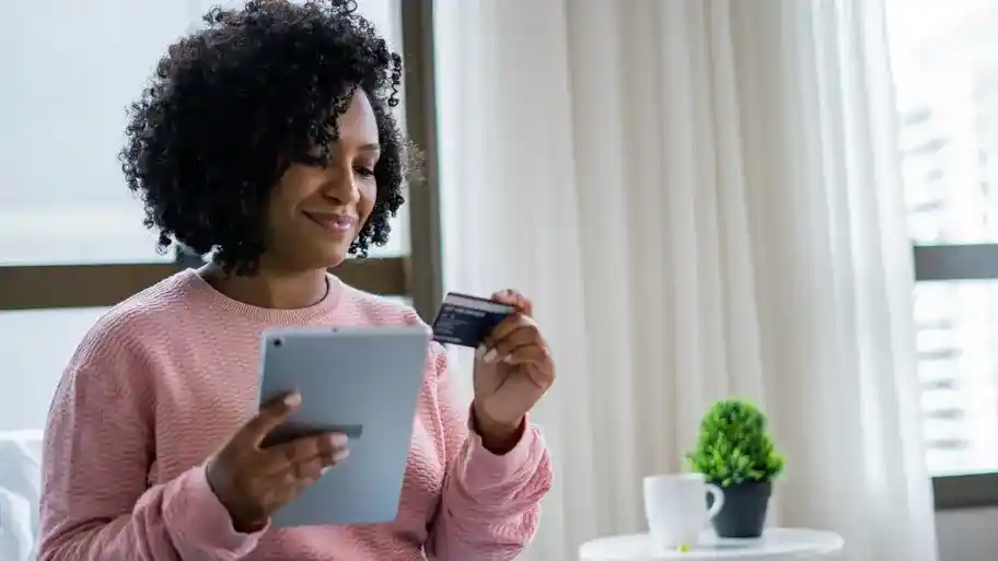 Woman shopping online